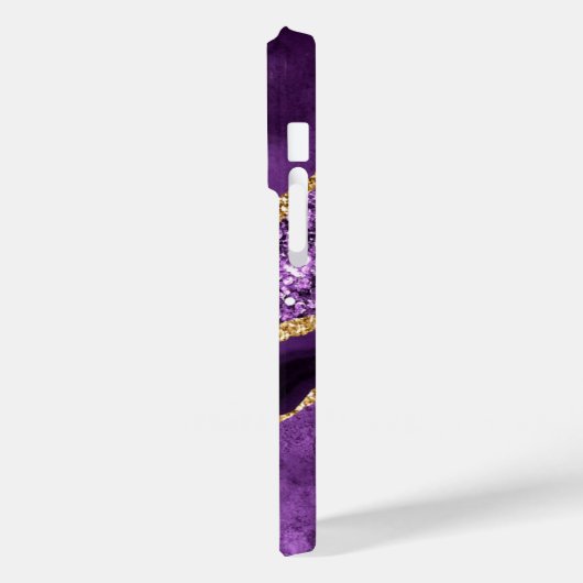 Aangepaste naam Paarse Gouden Glitter iPhone Case (Achterkant / Links)