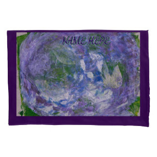 Aangepaste naam paarse groene abstract geschilderd kussensloop