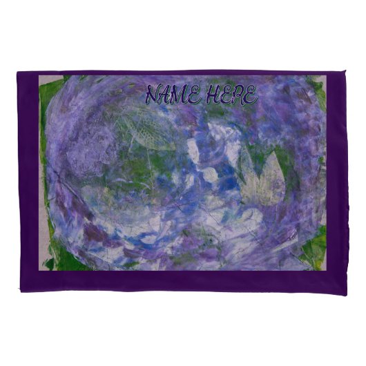 Aangepaste naam paarse groene abstract geschilderd kussensloop (Voorkant)