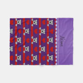 Aangepaste naam paarse koalas rode hartenstrepen fleece deken (Voorkant (Horizontaal))