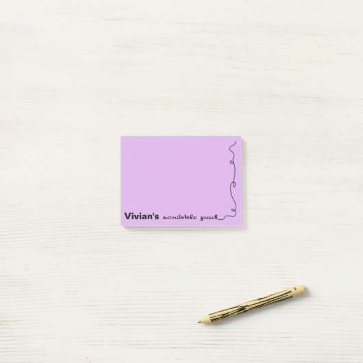 Aangepaste naam Paarse krabbel Post-it® Notes (Op bureau)