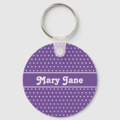 Aangepaste naam Paarse Polka Dot Sleutelhanger (Achterkant)