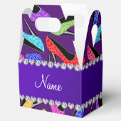 Aangepaste naam paarse regenboogluipsplaten met ho bedankdoosjes (Geopend)