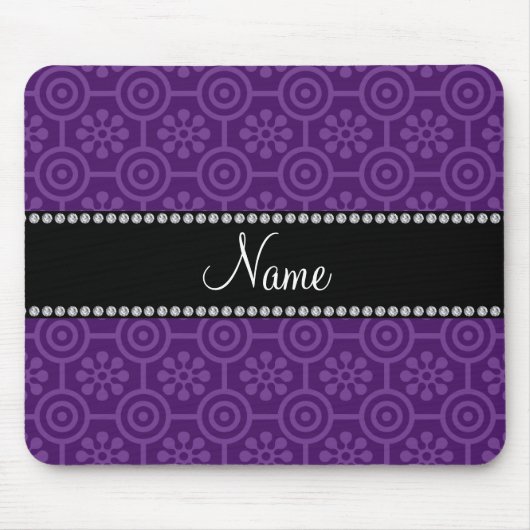 Aangepaste naam paarse retro bloemen muismat (Voorkant)
