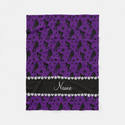 Aangepaste naam paarse roller derby sterren fleece deken (Voorkant)