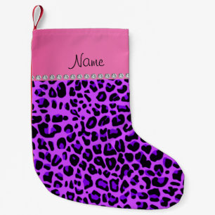 Aangepaste naam paarse roze strook kleine kerstsok