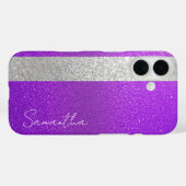 Aangepaste naam Paarse & Silver Glitter Case-Mate iPhone Case (Achterkant (horizontaal))