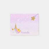 Aangepaste naam Paarse Sparkle Glitter Unicorn Post-it® Notes (Voorkant)