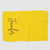 Aangepaste naam paarse tekst geel golfhanddoek (Horizontaal)