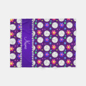 Aangepaste naam paarse volleybalregenboog fleece deken (Voorkant (Horizontaal))