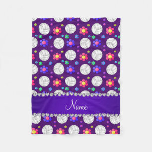 Aangepaste naam paarse volleybalregenboog fleece deken