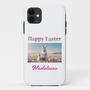 Aangepaste Naam Paashaas Veld van Paaseieren iPhone 11 Hoesje
