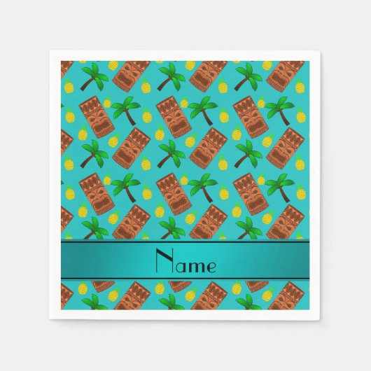 Aangepaste naam: palmbomen met turquoise tiki pine servetten (Voorkant)