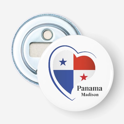 Aangepaste naam Panama Love Button Flesopener (Voorkant)