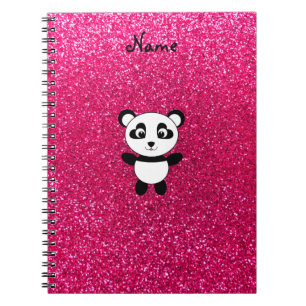 Aangepaste naam panda roze glitter notitieboek