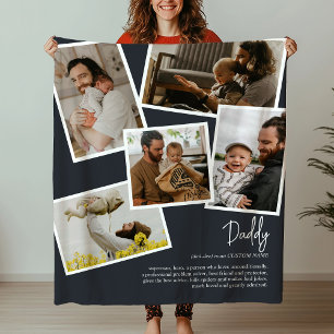 Aangepaste naam Papa Vader Definitie Fotocollage Fleece Deken