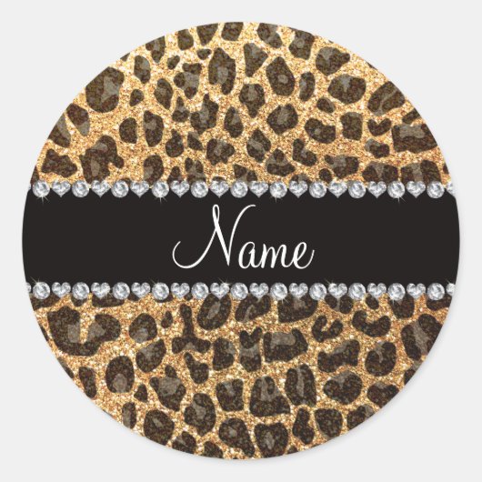 Aangepaste naam pastel gele glittersplaat ronde sticker (Voorkant)