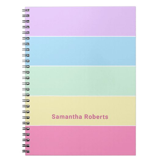 Aangepaste naam pastel kleuren horizontale strepen notitieboek (Voorkant)