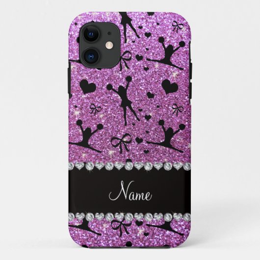 Aangepaste naam pastel paarse glitter cheerlead Case-Mate iPhone case (Achterkant)