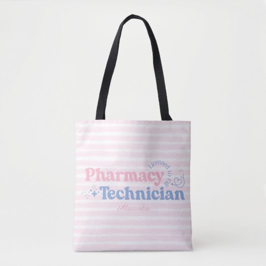 Aangepaste naam Pastel Pharmacy Technician Draagtas (Voorkant)