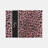 Aangepaste naam pastel roze glitter cheetah print fleece deken (Voorkant (Horizontaal))