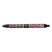 Aangepaste naam pastel roze glitter leopard print zwarte inkt pen (Voorkant)