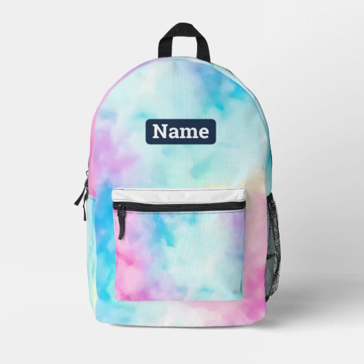 aangepaste naam Pastel Tie Dye Rugzak (Voorkant)