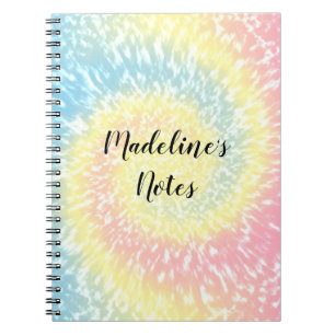 Aangepaste naam pastel tie verf hippy wervelkolom notitieboek