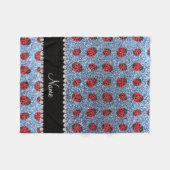Aangepaste naam pastelblauw glitter ladybug fleece deken (Voorkant (Horizontaal))