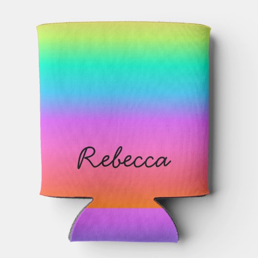 Aangepaste naam pastelregenboogpride blikjeskoeler (Achterkant)