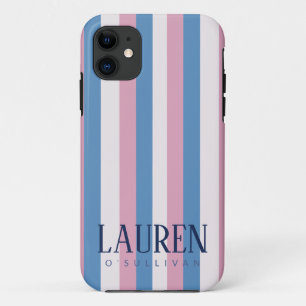 Aangepaste Naam Pastelstreep Telefoonhoes iPhone 11 Hoesje