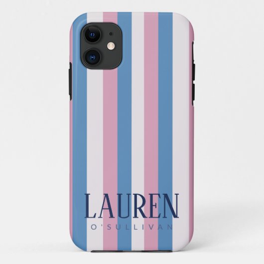 Aangepaste Naam Pastelstreep Telefoonhoes Case-Mate iPhone Case (Achterkant)
