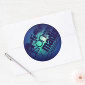 Aangepaste naam patroon op Aqua Blue achtergrond Ronde Sticker (Envelop)