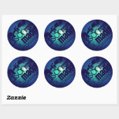 Aangepaste naam patroon op Aqua Blue achtergrond Ronde Sticker (Vel)