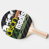 Aangepaste Naam Patroon op Black & Grey Stripes Tafeltennisbatje (Zijkant)