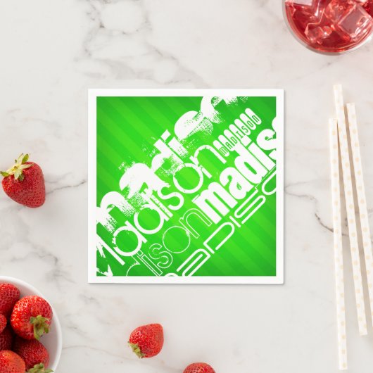 Aangepaste Naam Patroon op Neon Green Stripes Servet (Insitu)