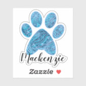 Aangepaste naam Paw Print Doodle Art Sticker (Vel)