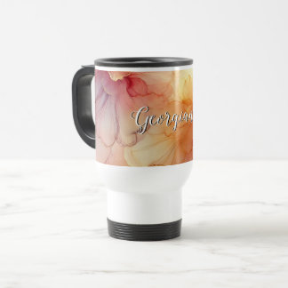 Aangepaste Naam Peach Raspberry Bloemen Alcohol In Reisbeker