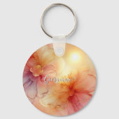 Aangepaste Naam Peach Raspberry Bloemen Alcohol In Sleutelhanger (Achterkant)