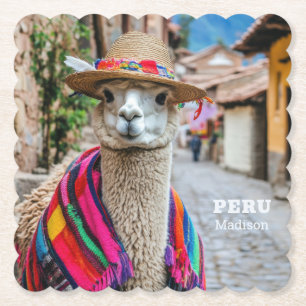 Aangepaste naam Peru Llama Kartonnen Onderzetters