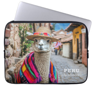Aangepaste naam Peru Llama Laptop Sleeve