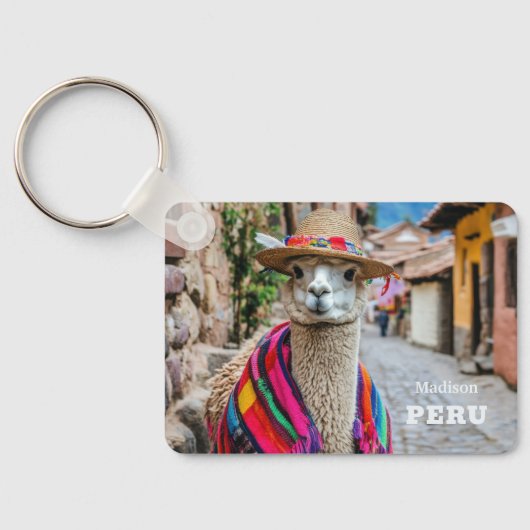 Aangepaste naam Peru Llama Sleutelhanger (Achterkant)