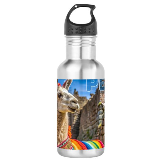Aangepaste naam Peru Llama Waterfles (Voorkant)