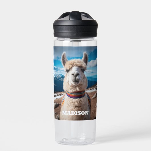 Aangepaste naam Peru Llama Waterfles (Voorkant)