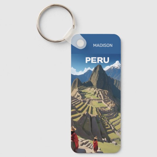 Aangepaste naam Peru Machu Picchu Sleutelhanger (Voorkant)