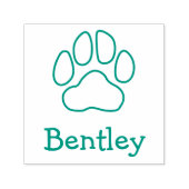 Aangepaste naam Pet Handtekening Paw Print Outline Zelfinktende Stempel (Design)
