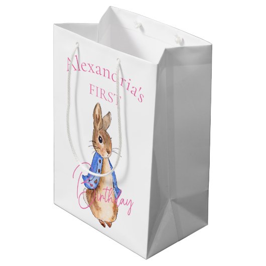 Aangepaste naam Peter eerste verjaardag Medium Cadeauzakje (Achterkant Gekanteld)