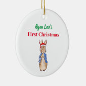 Aangepaste naam Peter het konijn Eerste Kerstmis Keramisch Ornament (Rechts)
