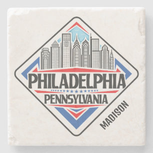 Aangepaste naam Philadelphia Pennsylvania Stenen Onderzetter