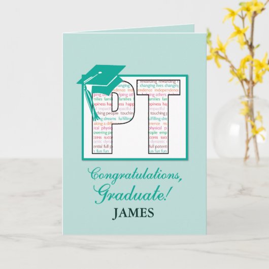 Aangepaste naam Physical Therapy Afstuderen Congra Kaart (Gele Bloem)